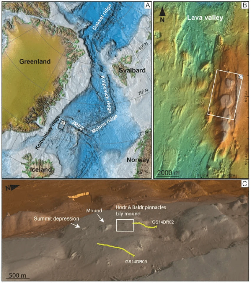 Map of proven subsea mineral occurrences in the Norwegian EEZ