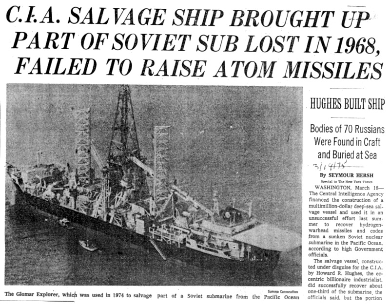 New York Times press clipping of Project Azorian