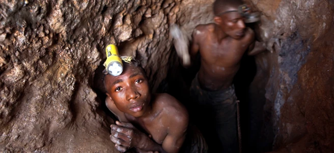 Child miners in an artisinal mine in the Democratic Republic of Congo