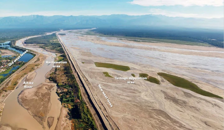 Aerial photo of the Grasberg mine tailings