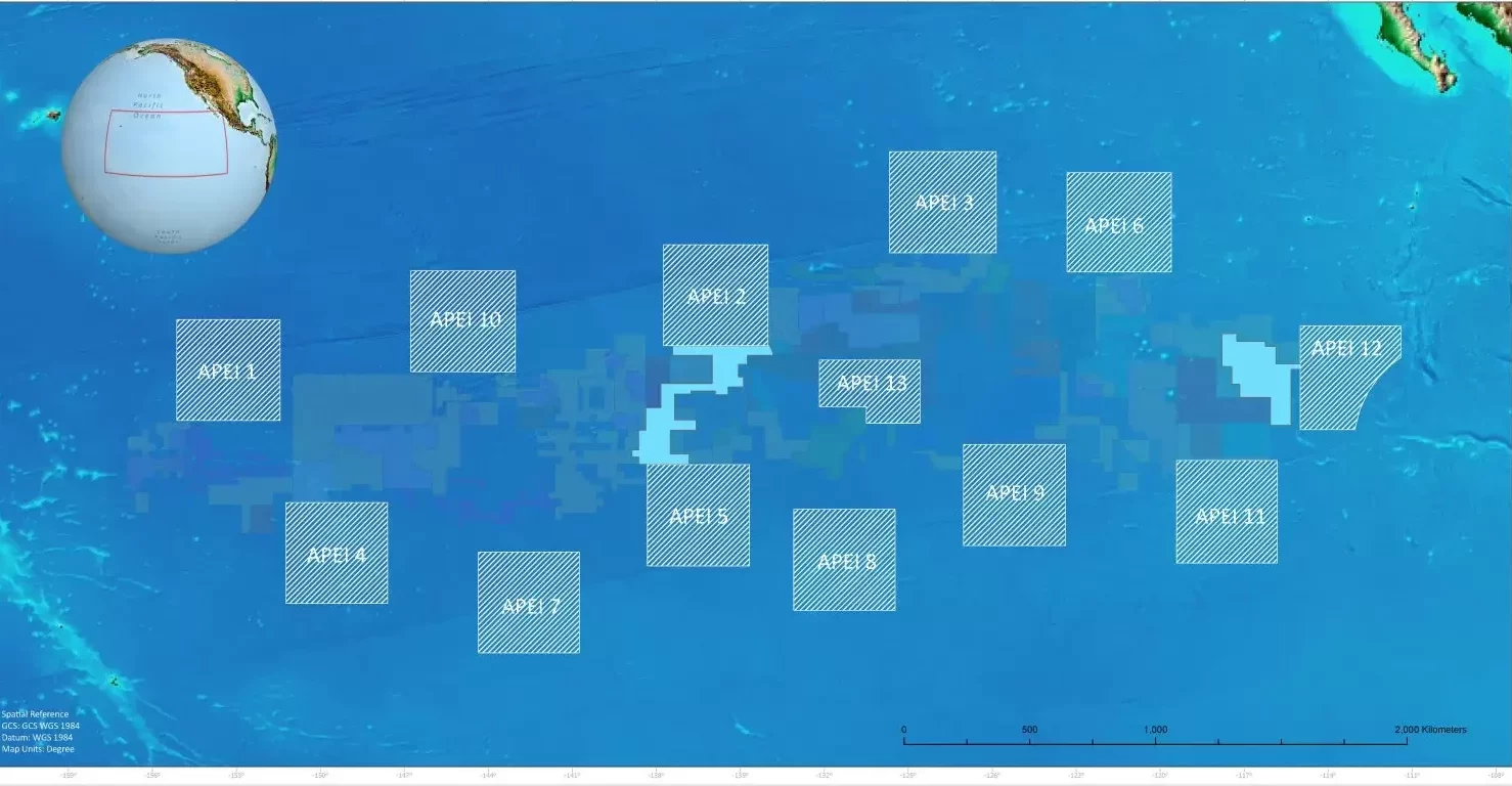 Map of Loke Marine Minerals license blocks in the Clarion Clipperton Zone (CCZ)