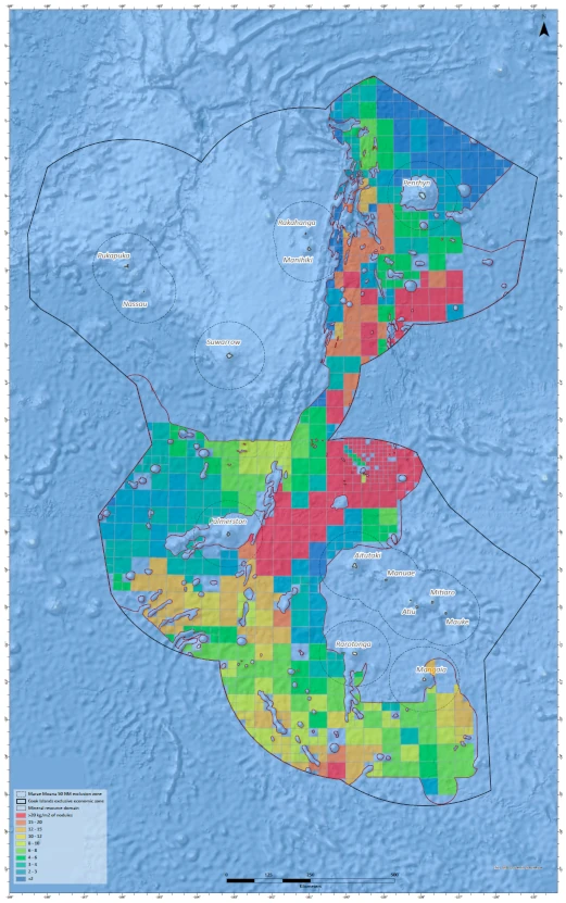 Cook Islands Exclusive Economic Zone polymetallic nodule subsea minerals resource estiamte