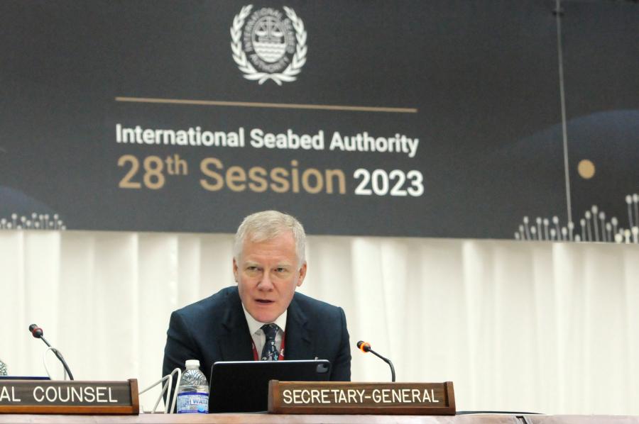 Michael Lodge at the 28th session of the International Seabed Authority