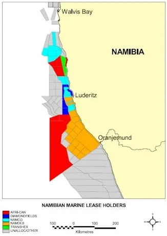 Offshore subsea diamond mining concessions in Namibia