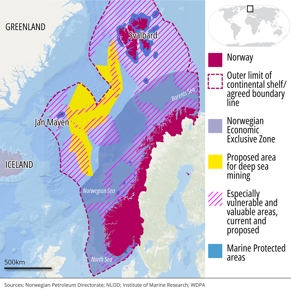 Proposed areas for seabed mining in the Norwegian EEZ