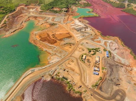 Open	pit	mine in	Mindanao,	Philippines	with clearly visible	tailings