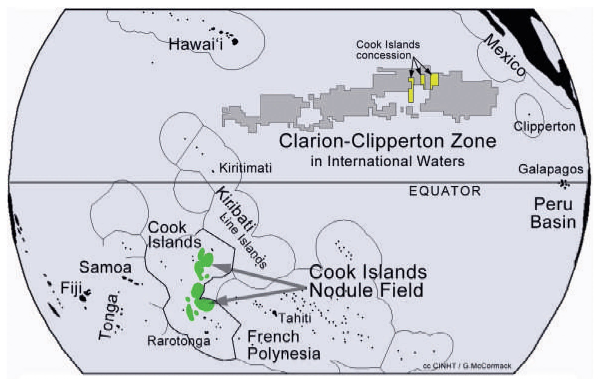 Map of the location of the Penrhyn Basin relative to the Cook Islands