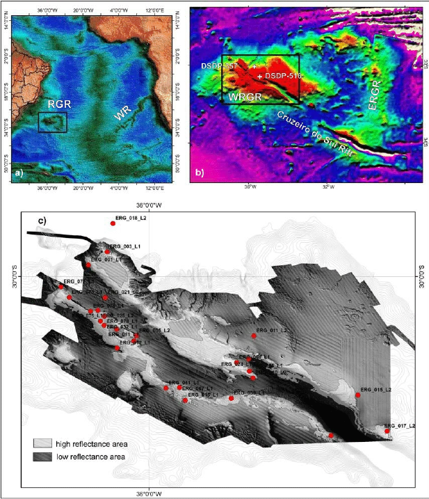 Map of the Rio Grande Rise, offshore subsea mineral resources in Brazil's Exclusive Economic Zone