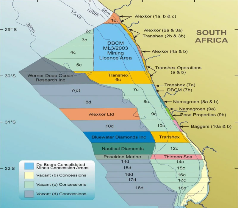 South African offshore subsea diamond mining concessions